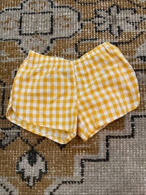 Maison Me Girls Yellow Gingham Elastic-Waist Shorts